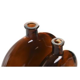 DKD Home Decor Jarrones Modernos Marrones de Cristal 18,5 cm Set de 2 - 5 x 18,5 x 16,5 cm