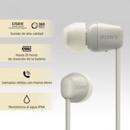 Auriculares Inalámbrico Intrauditivos Sony WI-C100/ con Micrófono/ Bluetooth/ Beige Auriculares Inalámbrico Intrauditivos Sony WI-C100/ con Micrófono/ Bluetooth/ Beige