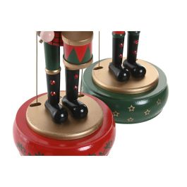 DKD Home Decor Caja Musical de Navidad Tradicional Cascanueces, Con Música y Movimiento, Madera Multicolor 10x30x10 cm - Pack 3 Unidades