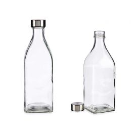 Vivalto Botella de Cristal Cuadrada de 1 Litro con Tapón de Acero, Color Transparente y Plata, 8.5x25.5x8.5 cm (12 Unidades) Precio: 22.49999961. SKU: B1HAYC7R4N