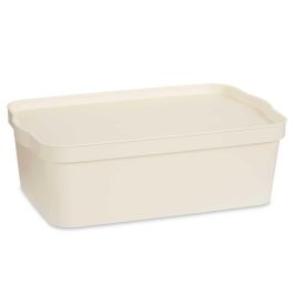 Kipit Caja Plástico con Tapa 14L Crema 29.5x14.3x45cm (Set de 12)