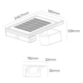 Edm Aplique Solar LED 6W 720lm 6.500K con Sensor Crepuscular y Movimiento, Luz Fría, Negro, IP65 Edm Aplique Solar LED 6W 720lm 6.500K con Sensor Crepuscular y Movimiento, Luz Fría, Negro, IP65