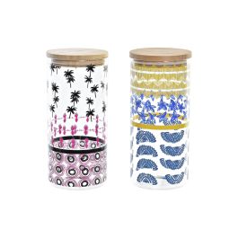 DKD Home Decor Bote Colonial Azul Turquesa de Borosilicato y Bambú 1400ml, Apto Lavavajillas, 10x22x10cm (Pack 12 Unidades) Precio: 46.26798. SKU: B1DX344TA8
