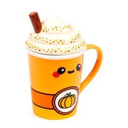 Puckator Taza de cerámica Calabaza Foodiemals Latte con tapa 325ml, No apta microondas/lavavajillas Puckator Taza de cerámica Calabaza Foodiemals Latte con tapa 325ml, No apta microondas/lavavajillas