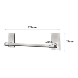 Command Barra Toallero Níquel Satinado 299x77x47mm, 1 ud + 4 Tiras, Soporta hasta 1,3 kg