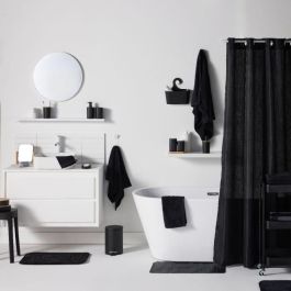 Today TOD3574641271251 Juego de ducha utilitario: Cesta, Alfombrilla y Cortina de Ducha – Negro