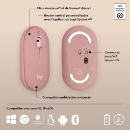Logitech Ratón Inalámbrico Pebble Mouse 2 M350S, Ambidiestro, Plástico Reciclado, Bluetooth, 400-4000 DPI