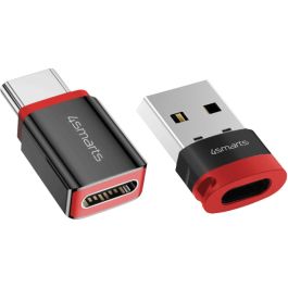 4smarts 541615 Adaptador USB-C a USB-A / USB-C Bloqueador de Datos (2 unidades) Macho/Hembra Negro