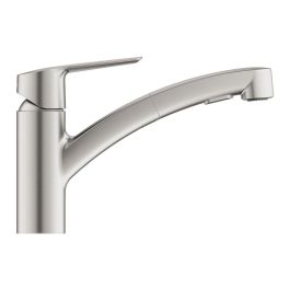 GROHE 30531DC1 - Grifo de Cocina Start Mezclador Monomando Fregadero Supersteel con Ducha Extraíble y Caño Giratorio 90°