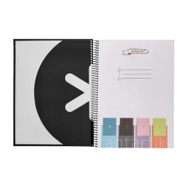 Antartik Cuaderno espiral A4 Micro, tapa forrada, 80 hojas 90 gr, rayado puntos, banda color, negro