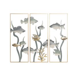DKD Home Decor Decoracion Pared Mediterraneo Azul Dorado 3.8 x 80.5 x 90 cm Set de 3 Precio: 60.5. SKU: B16WMXKB3M