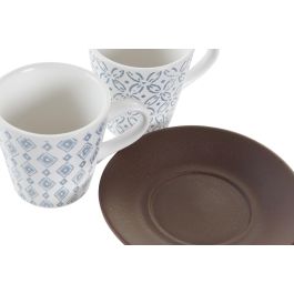 DKD Home Decor Taza Café Arabe Colección Blue Lianfeng Gres Azulejos Azul Marron Blanco Set 6 Piezas 15x30x14 cm