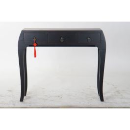 DKD Home Decor Consola Oriental de Abeto y MDF Negra y Roja, 3 Cajones, 26 x 80 x 96 cm, Colección Masako