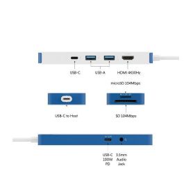 Targus HD4102BUGL Hub USB-C 8 Puertos con HDMI 4K, USB-A 3.2 Gen 1 y Power Delivery 100W