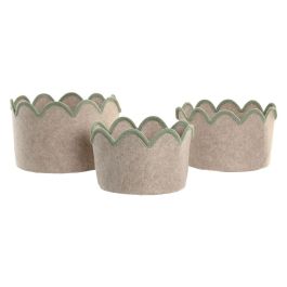 DKD Home Decor Cesta Kids, Set de 3 Unidades, Rosa y Verde, 30 x 20 x 30 cm