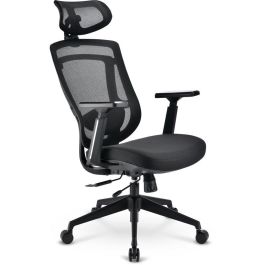 Sharkoon OfficePal C20 Silla de Oficina Ergonómica con Respaldo de Malla y Asiento Acolchado de Tela Negra