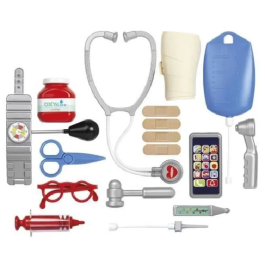 Ecoiffier Maleta Docteur Luxe Maletín Médico con Estetoscopio, Anteojos, Teléfono, Monitor de Presión, Otoscopio y Accesorios