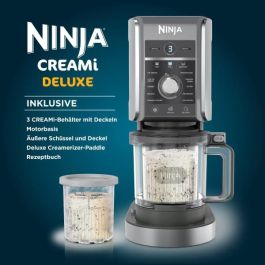 Ninja NC501EU Creami Deluxe Máquina de Helados y Batidos 2.1L con 3 Recipientes, Preparación de Sorbete, Negro/Plata