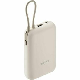 Xiaomi BHR9072GL Power Bank 10000mAh con Cable USB-C Integrado, Carga Rápida 22.5W, 3 Puertos, Beige
