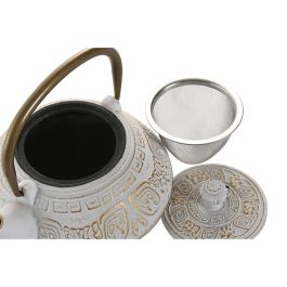 DKD Home Decor Tetera Oriental de Hierro Colado e Inox Rosa y Blanco, 400ml, 13 x 12.5 x 15 cm (2 Unidades)