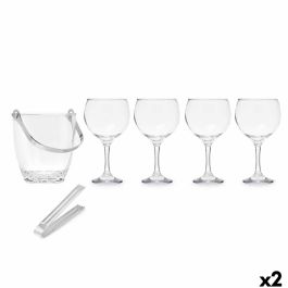 Cubitera Vivalto 11444 Transparente Metal Cristal 14,5 x 12 x 12,5 cm 4x (10,5 x 20 cm) Copas (2 Unidades)