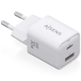 Aisens ASCH-30W2P020-W Cargador de Pared GaN 30W con 1xUSB-C PD3.0 y 1xUSB-A QC3.0. Carga Rápida para Portátiles, Móviles y Tablets, Blanco. Precio: 9.78999989. SKU: B16RKRV43D