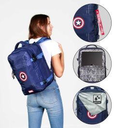 Mochila Mercury Viaje Cabina Avión 40x20x25cm Gears Marvel Capitán América Azul