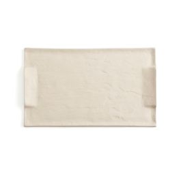 Quid Bandeja Rectangular Cerámica Texturizada Mineral Gres Beige 30x18 cm (6 Unidades)