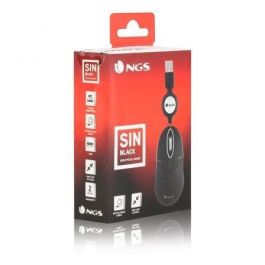 NGS SIN Ratón Óptico USB con Cable, 1000 DPI, 3 Botones, Retráctil, Negro NGS SIN Ratón Óptico USB con Cable, 1000 DPI, 3 Botones, Retráctil, Negro