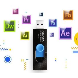 ADATA UV220 Pendrive Memoria USB 3.1 de 128GB, Diseño Deslizante Sin Tapa, Ideal para Almacenamiento Portátil de Datos, Negro/Azul