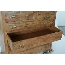 DKD Home Decor Cómoda Colonial 8 Cajones Madera Acacia Natural Dorado 110 x 45 x 108 cm