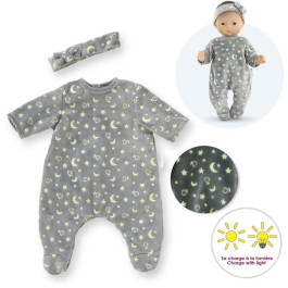 Corolle Pijama Suave de 30 cm para Bebé, Fosforescente y Brilla en la Oscuridad - COR1740742390243