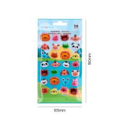 Imaginovo Pegatinas Cute Animals Salvajes con Relieve 190x105 mm Blister