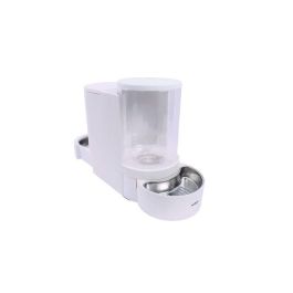 M Pets MPE6953182752967 Dispensador de comida y agua DUPLO para mascotas - 1,3 kg / 3 L - 40 x 16,2 x 29,1 cm - Blanco