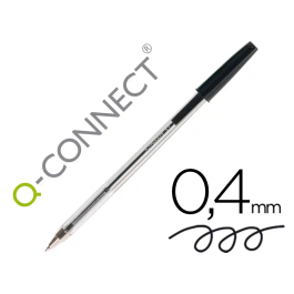 Q-connect Bolígrafo Transparente Negro Medio KF26040 Tinta a Base de Aceite Punta 1mm Trazo 0.4mm Suavidad Escritura Precio: 4.49999968. SKU: B1J6KXVKRV