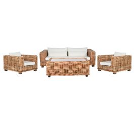 DKD Home Decor Indonesia 1c24 Sofá Natural Crudo Ratán 220 x 98 x 64 cm Set de 4 con Cojines Precio: 2224.49999992. SKU: B166BAZMA3