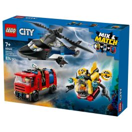 LEGO 60462 Helicóptero, Cami3n Bomberos Y Submarino