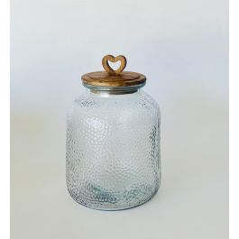 DKD Home Decor Bote Basicos Transparente Natural Cristal y Acacia 17.3 x 24.5 cm (4 Unidades) Precio: 29.6899999. SKU: B1D457RR85