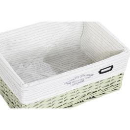 DKD Home Decor Cestas de Ropa para Almacenamiento, Juego de 5 Unidades, Mimbre y Poliéster, Verde, 44x34x56 cm