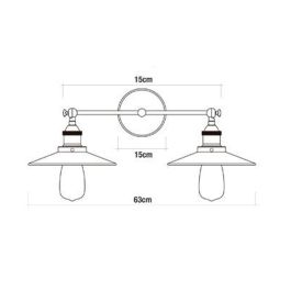 Edm Aplique de Pared Doble Vintage Metálico E27 60W 63x29 cm Negro