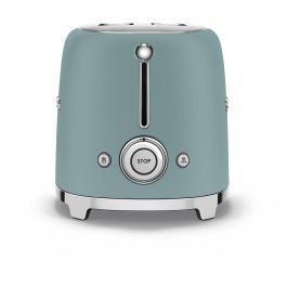 Smeg TSF01EGMEU Tostador de 2 rebanadas, Verde Esmeralda Mate, con control de tostado ajustable y funciones de descongelación