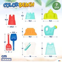 Cubo de playa castillo 18cm con palas 27cm, regadera y 5 moldes en bolsa Cubo de playa castillo 18cm con palas 27cm, regadera y 5 moldes en bolsa