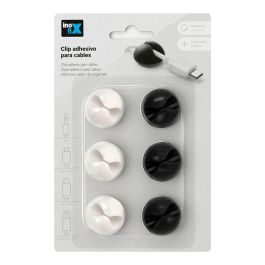 Clip adhesivo para cables blanco-negro inofix