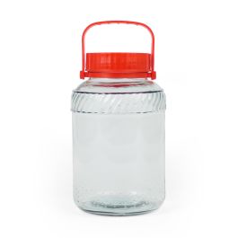 La Mediterranea Tarro de Vidrio con Tapa y Asa, 5000 ml – 17.8 x 17.8 x 28 cm (4 Unidades)
