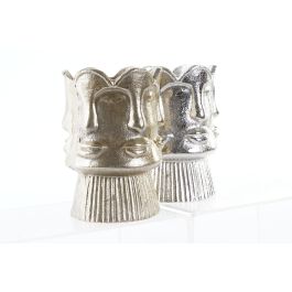 DKD Home Decor Jarron Moderno de Aluminio con Diseño de Cara, Bicolor Champan Plateado, 12x17x12 cm - Set de 2 para Decoración del Hogar