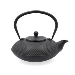 Quid Tetera de Hierro Aissa 80 cL Negra con Filtro Acero Inoxidable y relieve, Apta Inducción Gas Vitrocerámica