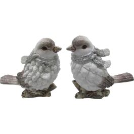 DKD Home Decor Figura Navideña Moderna de Resina Pájaro Blanco Gris, 7 x 12.5 x 13.5 cm (2 Unidades) Precio: 7.34712. SKU: B1ANTWP7YC