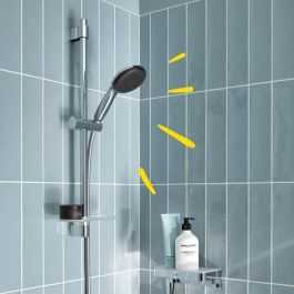 Grohe 26952001 Set de Ducha Vitalio Start 110 con Rociador 2 Chorros, Barra 60cm, Flexo y Estante - Ahorro Agua, Cromo