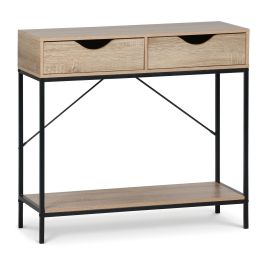 Inde Mueble con 2 Cajones de Madera y Metal 80x30x75 cm