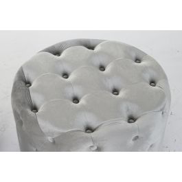 DKD Home Decor Reposapies Glam Gris Set de 2 unidades. Material Velvet y MDF. Medidas: 78 cm Ancho, 78 cm Largo, 42 cm Alto.